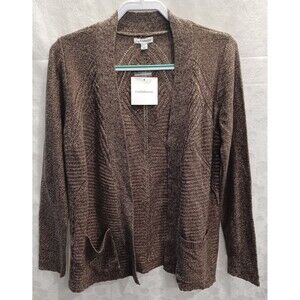 CROFT & BARROW WOMENS OPEN FRONT CHESTNUT KNIT CARDIGAN SWEATER SIZE SMALL NWT